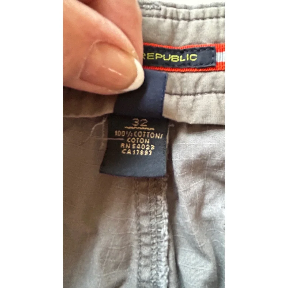 Banana Republic Mens Grey Cotton Ripstop Cargo Shorts Size 32 Utility Gorpcore